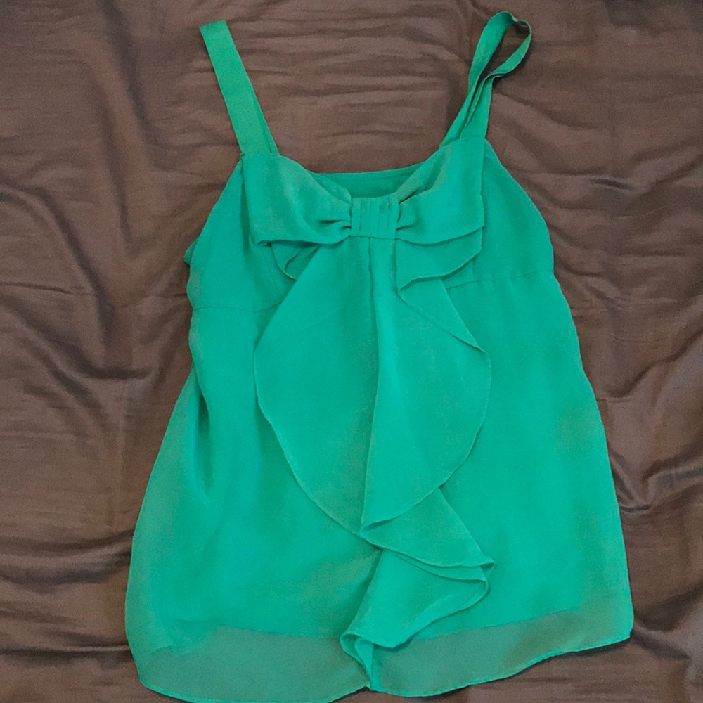 green chiffon top